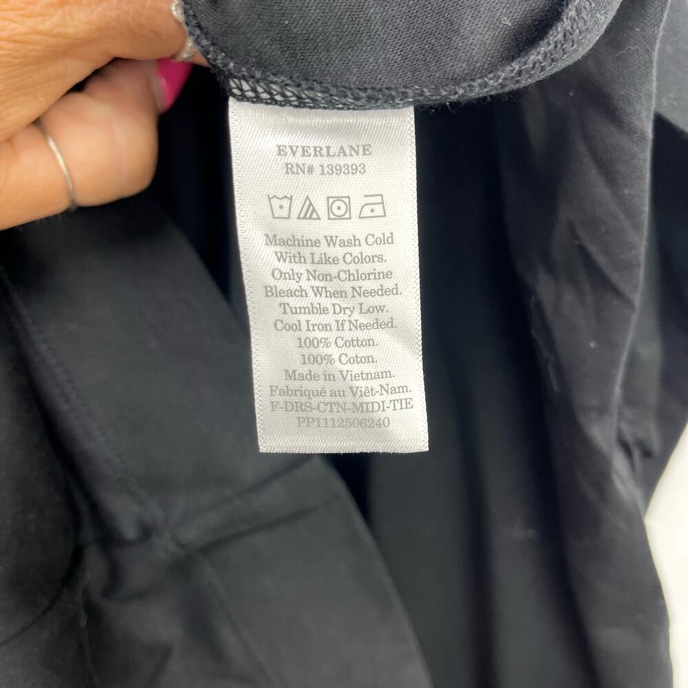 Everlane Womens The Luxe Cotton Tee Dress XXS Black Short Sleeve Tie Front NWT - Picture 8 of 10